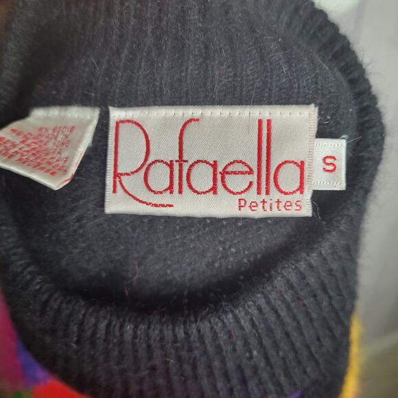 Vtg Rafaella Petites Argyle Color block Angora Lambs Wool Sweater Womens Small - Picture 7 of 7